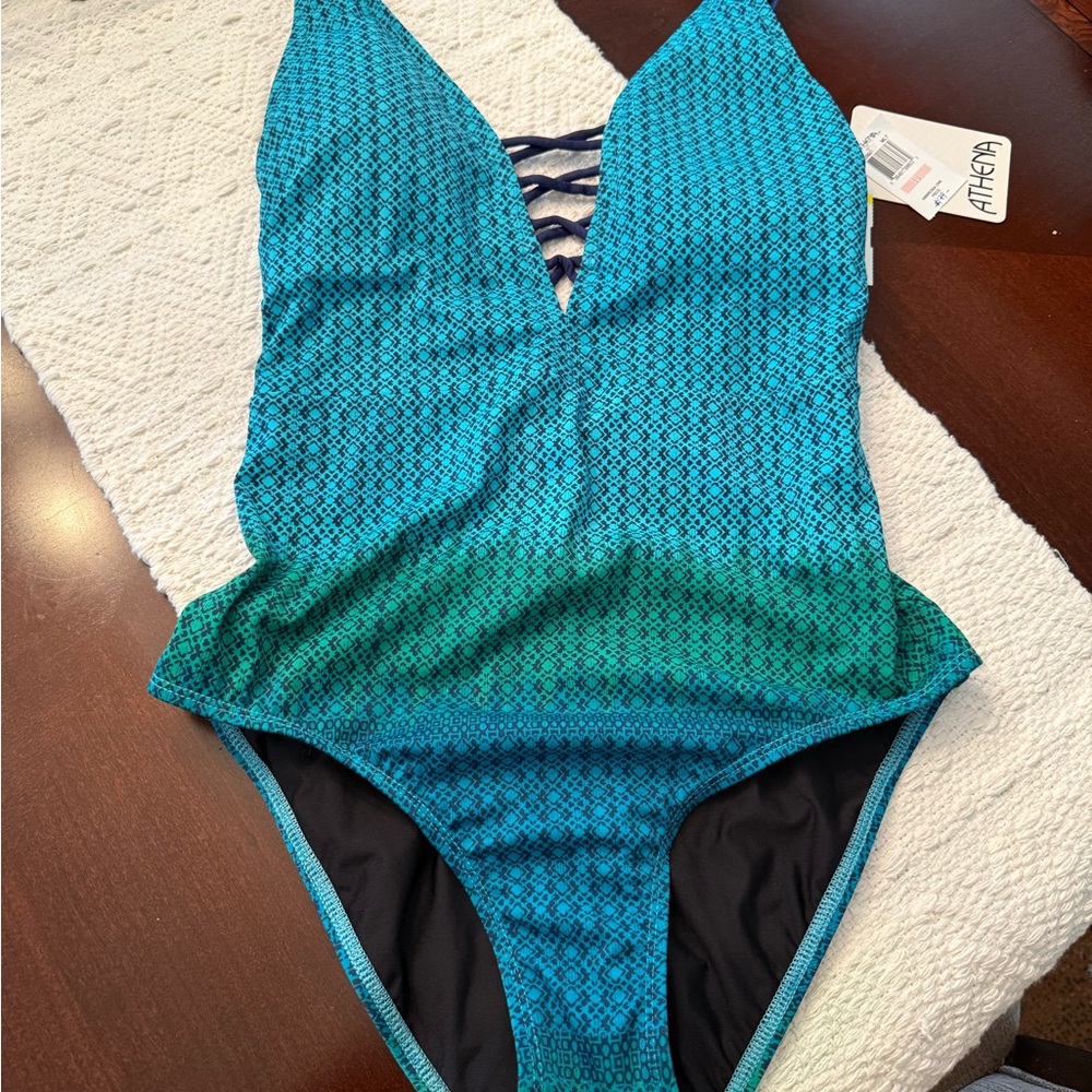 Athena Blue and Green Women's Swim One Piece
